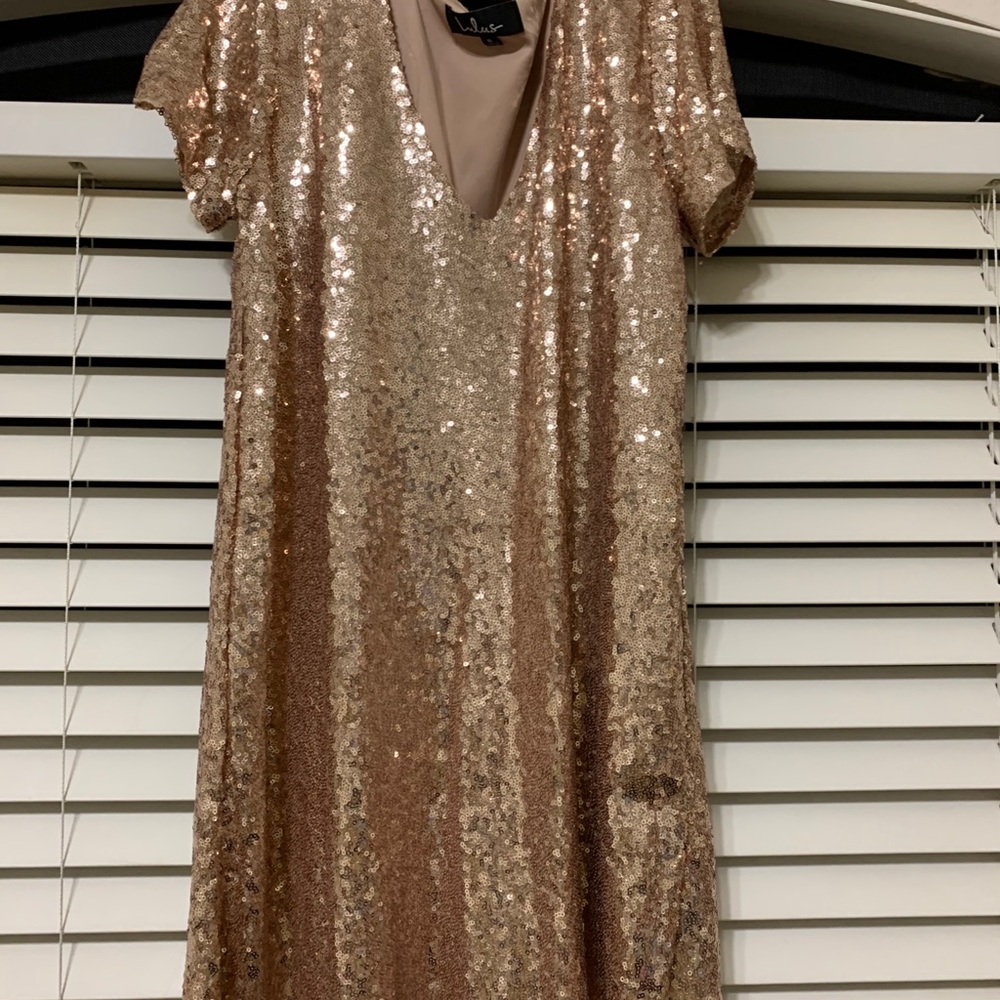 Rose gold sequin dress